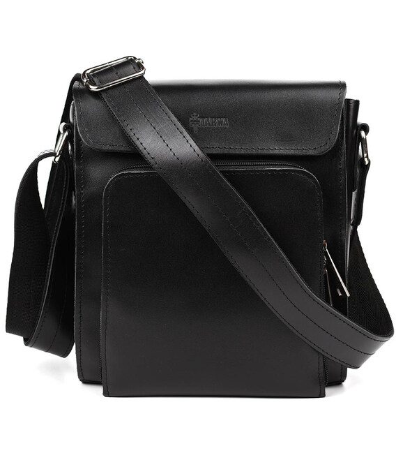 Чоловіча сумка шкіряна через плече ZA-30272-3md TARWA чорна фото, картинка, изображение
