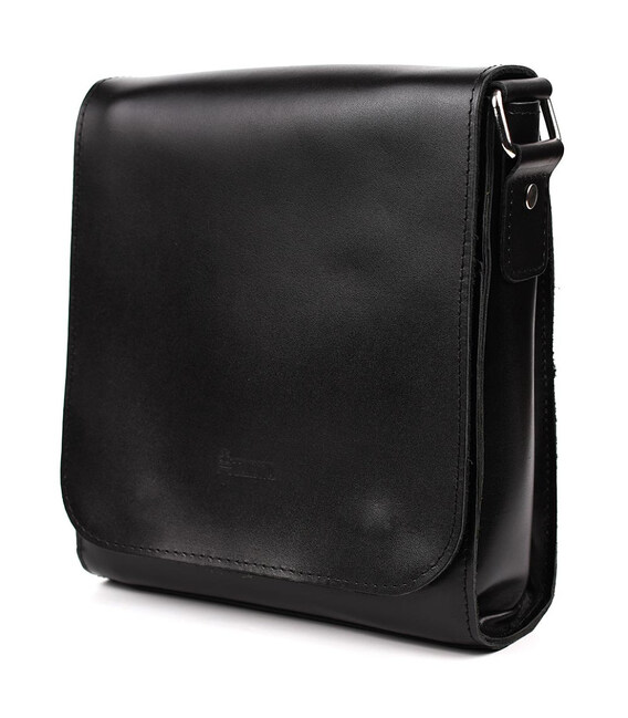 Чоловіча шкіряна сумка через плече ZA-30271-3md TARWA чорна глянець фото, картинка, изображение
