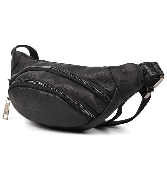 Шкіряна сумка бананка з чорними блискавками TARWA FA-2406-3md фото, картинка, изображение