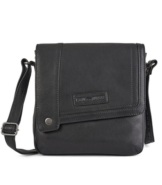 Чоловіча сумка Hill Burry HB3336A з косим клапаном чорна фото, картинка, изображение