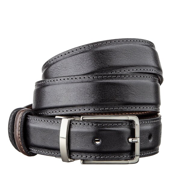 Ремень брючный двусторонний мужской Grande Pelle 11155 Коричневый и Черный фото, картинка, изображение