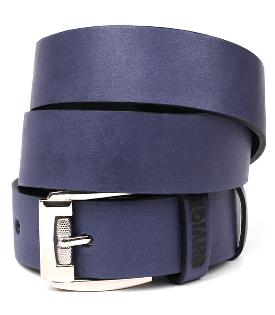 Классический мужской ремень SHVIGEL 11254 кожаный Синий фото, картинка, изображение