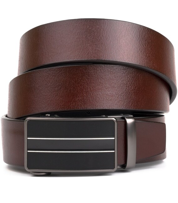 Крепкий мужской ремень с автоматической пряжкой Vintage 20210 Коричневый фото, картинка, изображение