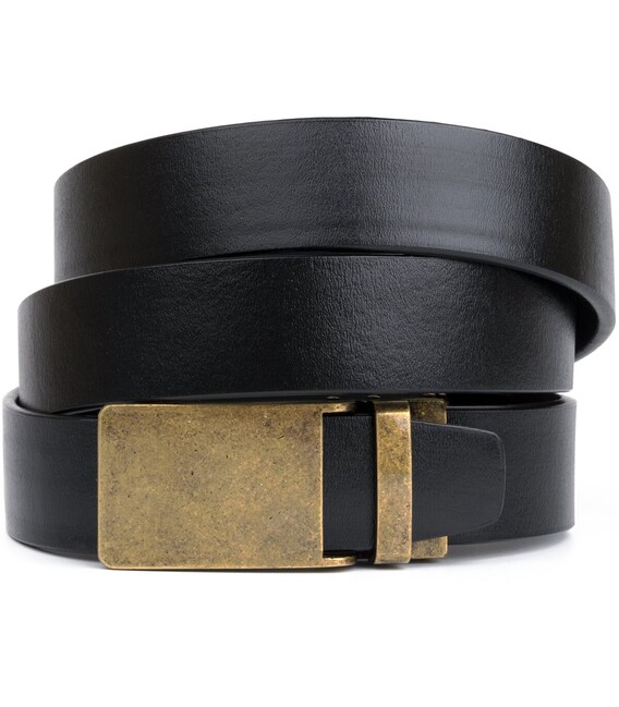 Ремень из натуральной кожи с ретро латунной автоматической пряжкой Vintage 20219 Черный фото, картинка, изображение