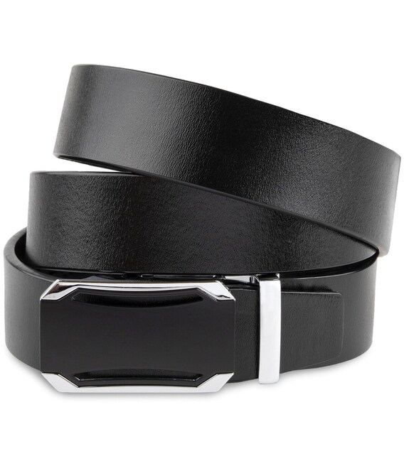 Ремень мужской с черной вставкой на пряжке Vintage 20255 Черный фото, картинка, изображение