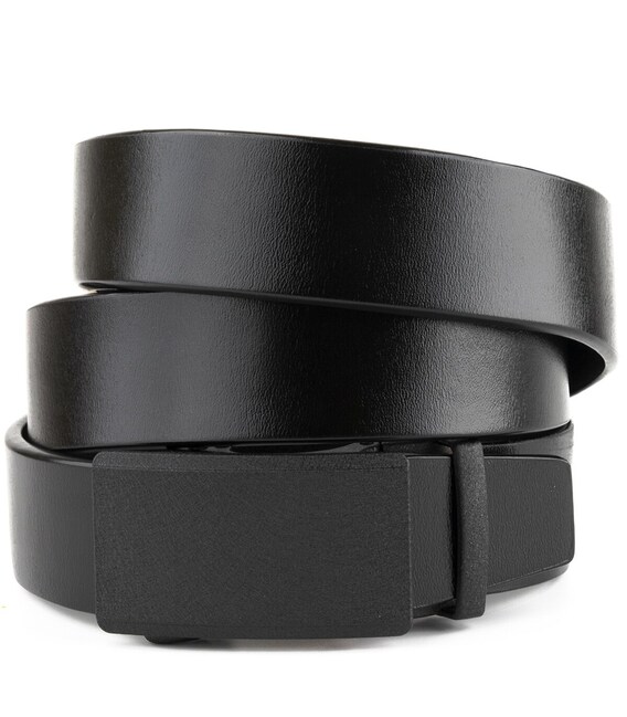 Ремень мужской с автоматической матовой черной пряжкой Vintage 20303 Черный фото, картинка, изображение