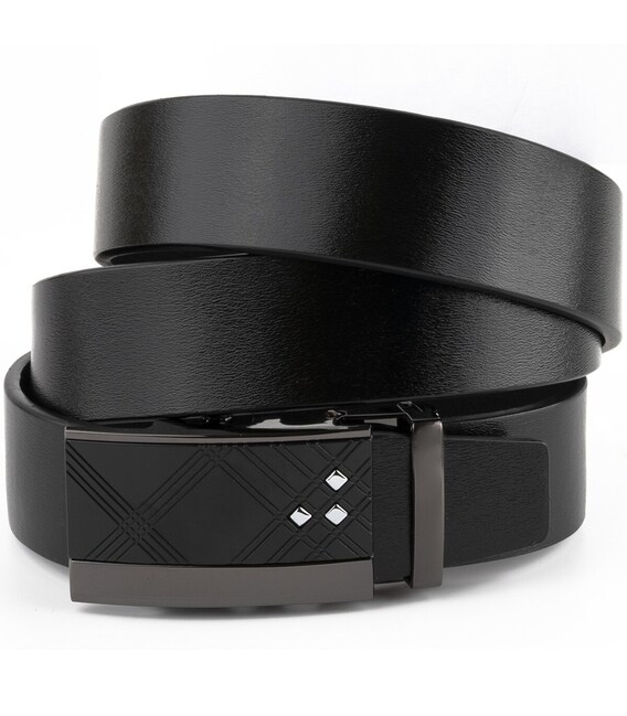 Ремінь чоловічий з ромбами на пряжці Vintage 20291 Чорний картинка, зображення, фото