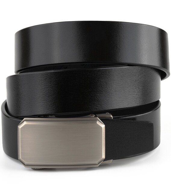 Ремінь чоловічий з автоматичною пряжкою закругленою Vintage 20275 Чорний картинка, зображення, фото