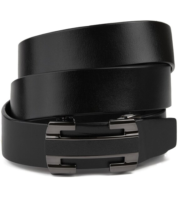 Ремень мужской с пряжкой уголки Vintage 20262 Черный фото, картинка, изображение