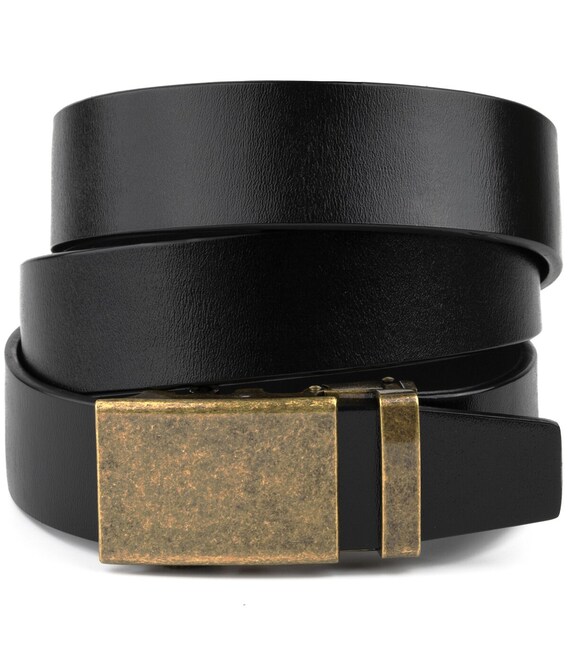 Ремень мужской с пряжкой латунь Vintage 20263 Черный фото, картинка, изображение