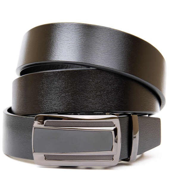 Ремень мужской с темной пряжкой автомат Vintage 20295 Черный фото, картинка, изображение