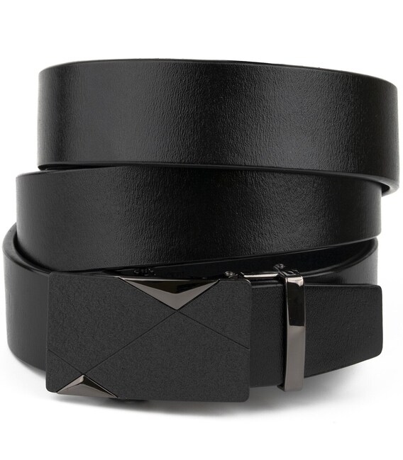 Ремень мужской с пряжкой автомат матовой Vintage 20321 Черный фото, картинка, изображение