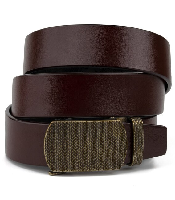 Ремень мужской с зернистой пряжкой автомат Vintage 20273 Коричневый фото, картинка, изображение