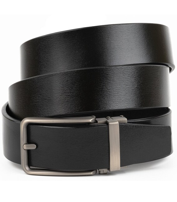 Ремень мужской со стильной пряжкой Vintage 20268 Черный фото, картинка, изображение