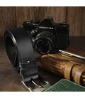 Ремень мужской с затемненной пряжкой механика Vintage 20317 Черный фото, картинка, изображение