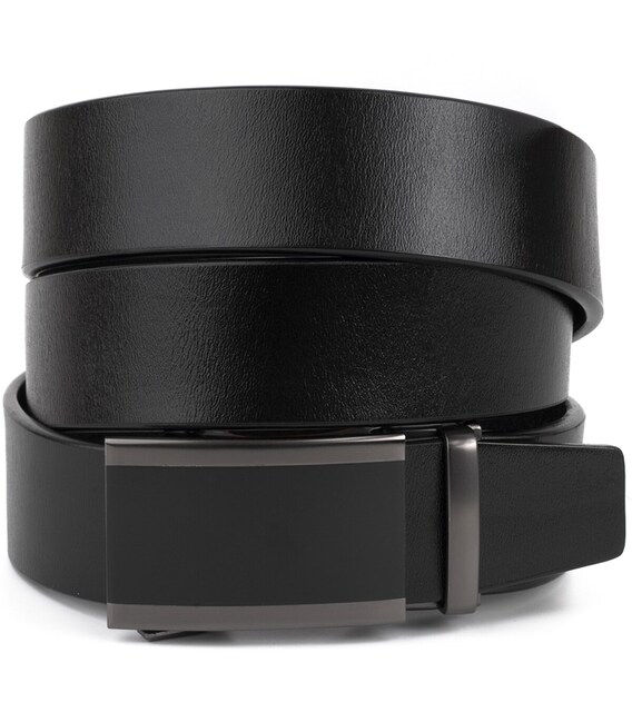 Ремень мужской c затемненной пряжкой и черной вставкой Vintage 20284 Черный фото, картинка, изображение