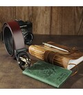 Ремень мужской с пряжкой автомат с силуэтом орла Vintage 20298 Коричневый фото, картинка, изображение