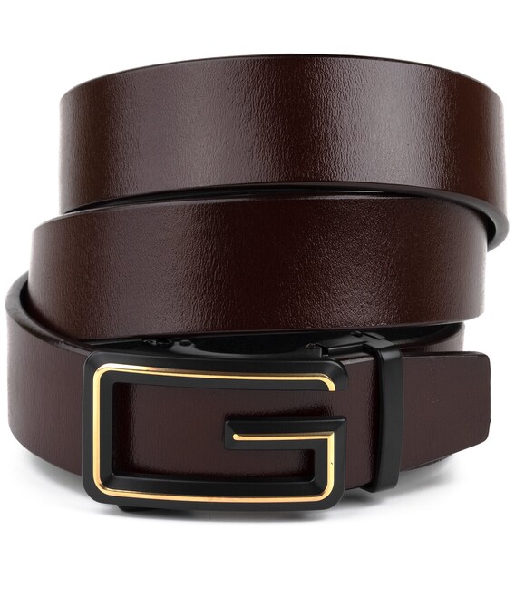 Ремень мужской c пряжкой в виде буквы G Vintage 20288 Коричневый фото, картинка, изображение