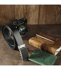 Ремень мужской c серебристой пряжкой с черной вставкой Vintage 20328 Черный фото, картинка, изображение