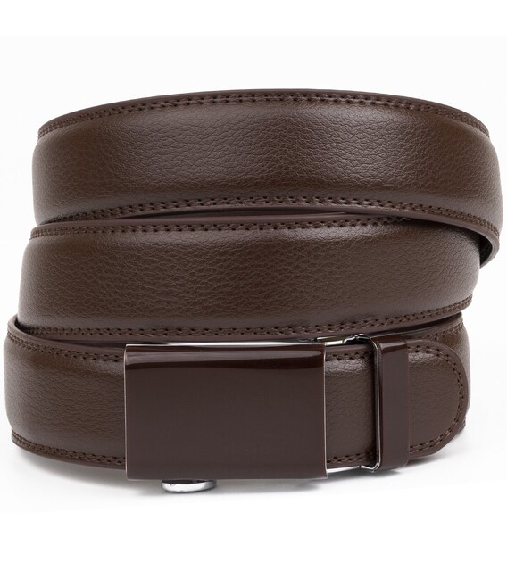 Ремень мужской c прямоугольной пряжкой Vintage 20311 Коричневый фото, картинка, изображение