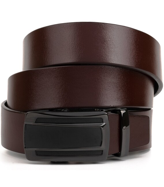 Ремень мужской с затемненной пряжкой автомат Vintage 20296 Коричневый фото, картинка, изображение