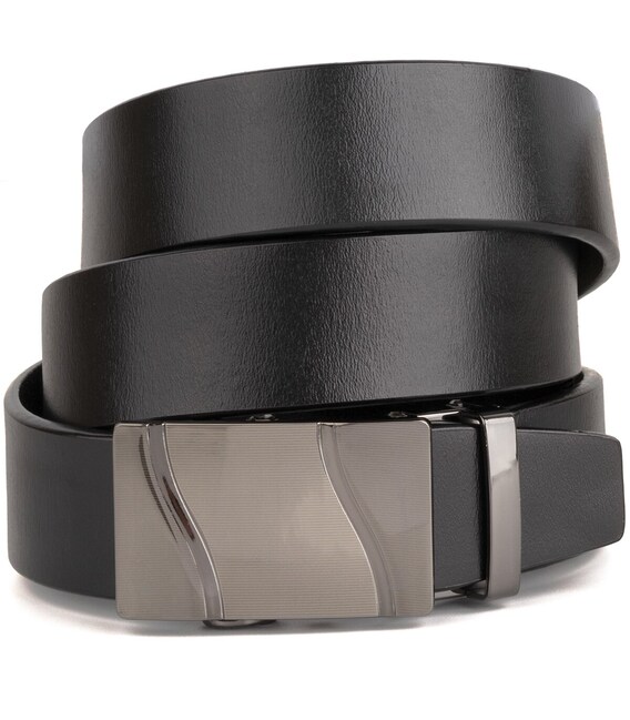 Ремень мужской с пряжкой волна Vintage 20336 Черный фото, картинка, изображение