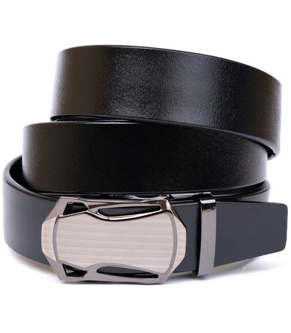 Ремінь чоловічий з пряжкою автомат Vintage 20355 Чорний картинка, зображення, фото