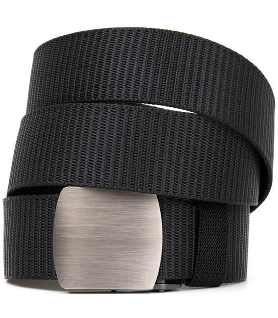 Текстильный ремень с серебристой пряжкой Vintage 20541 Черный фото, картинка, изображение