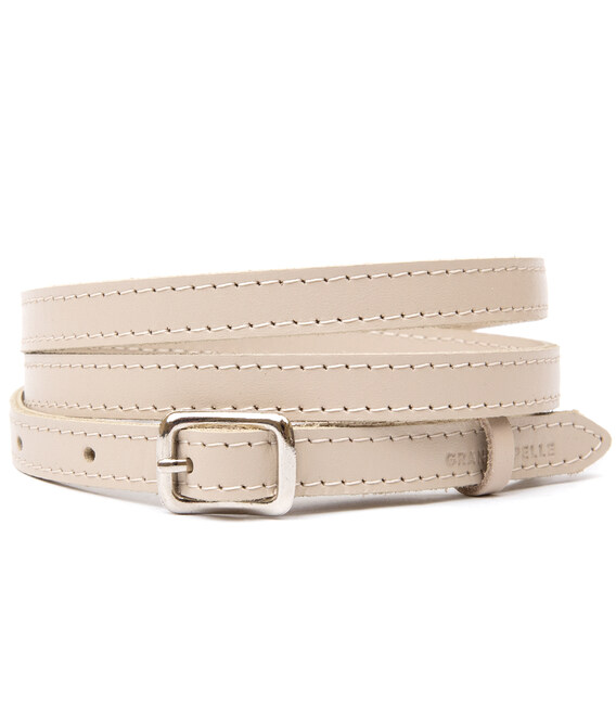 Тонкий жіночий шкіряний ремінь GRANDE PELLE 11444 Бежевий картинка, зображення, фото