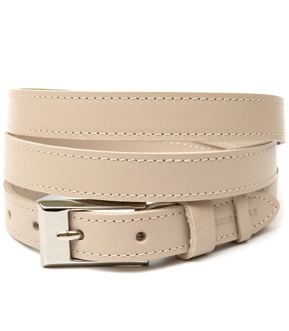 Тонкий кожаный ремень для женщин GRANDE PELLE 11447 Бежевый фото, картинка, изображение