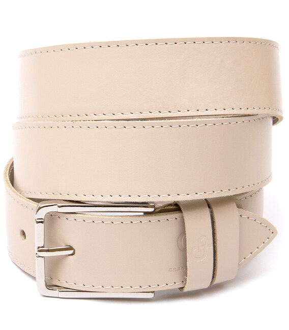 Кожаный ремень унисекс GRANDE PELLE 11450 Бежевый фото, картинка, изображение