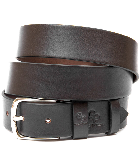 Практичный мужской кожаный ремень GRANDE PELLE 11452 Темно-коричневый фото, картинка, изображение