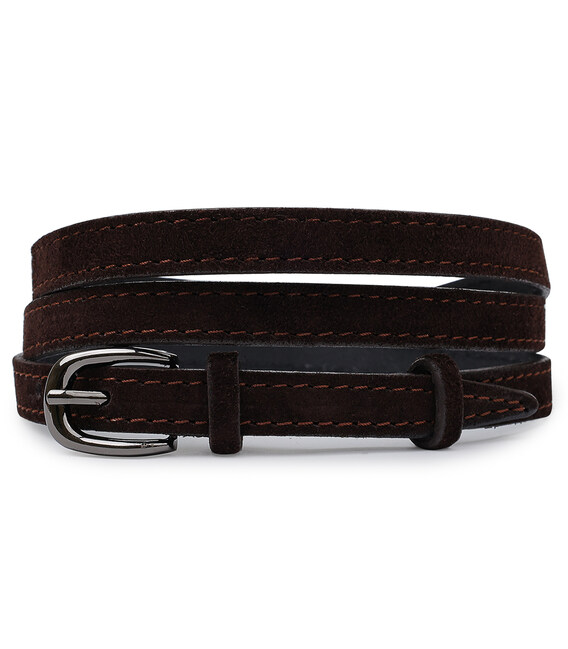 Замшевый стильный женский ремень Vintage 20765 Темно-коричневый фото, картинка, изображение