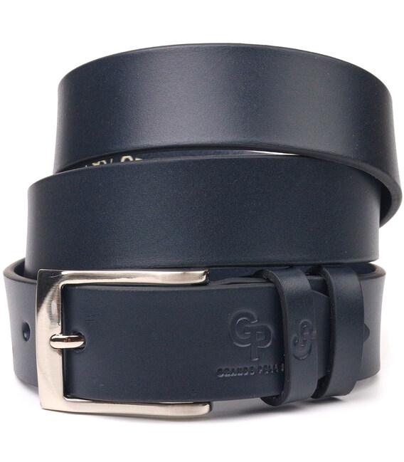 Брючний чоловічий ремінь із натуральної шкіри Grande Pelle 21450 Синій картинка, зображення, фото