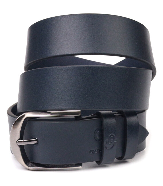 Добротный мужской ремень под брюки из натуральной кожи Grande Pelle 21453 Синий фото, картинка, изображение