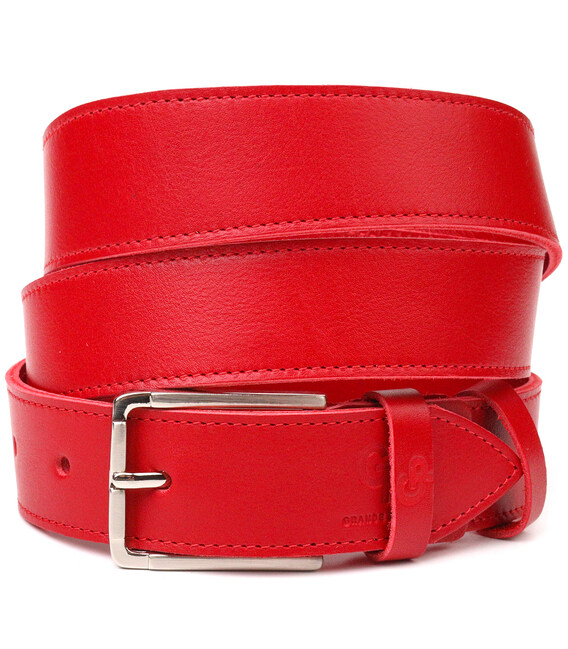 Добротный женский ремень под джинсы из натуральной кожи Grande Pelle 21455 Красный фото, картинка, изображение