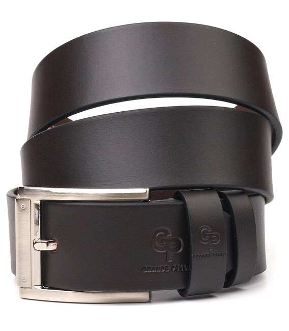 Качественный мужской ремень из натуральной кожи Grande Pelle 21461 Коричневый фото, картинка, изображение