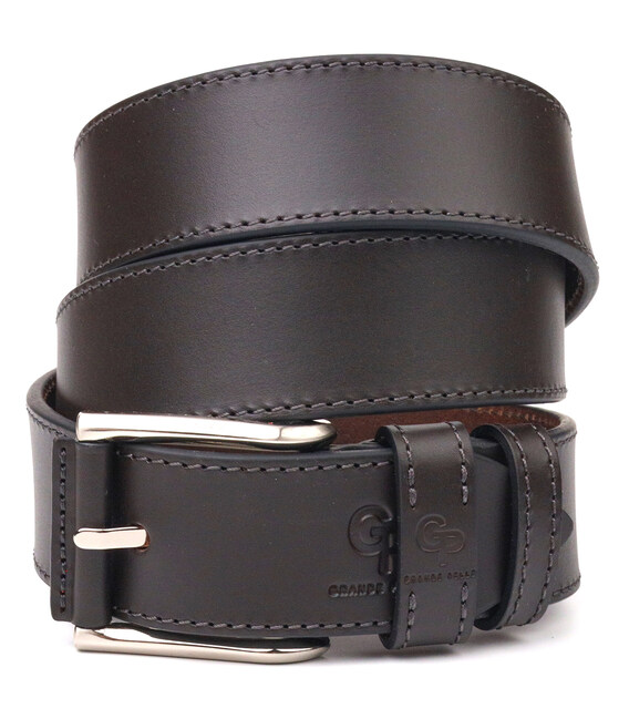 Стильный мужской ремень из натуральной кожи Grande Pelle 21462 Коричневый фото, картинка, изображение