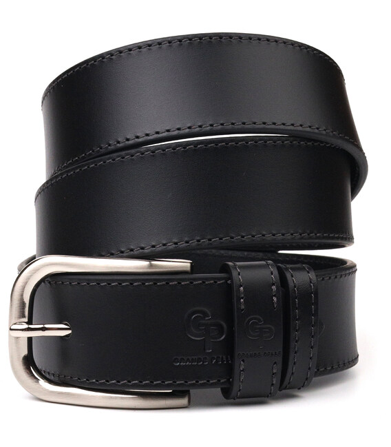 Качественный ремень для мужчин из натуральной кожи Grande Pelle 21463 Черный фото, картинка, изображение