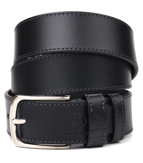 Надежный ремень для мужчин из натуральной кожи Grande Pelle 21464 Черный фото, картинка, изображение