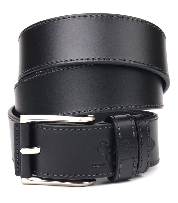 Надежный ремень для мужчин из натуральной кожи Grande Pelle 21467 Черный фото, картинка, изображение
