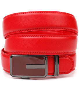 Брючний ремінь з пряжкою-автомат із натуральної шкіри Vintage 20220 Червоний картинка, зображення, фото