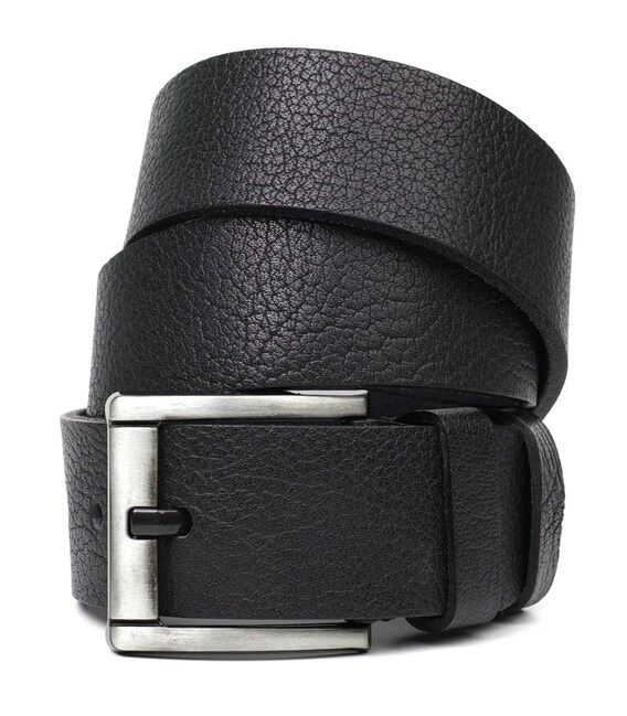 Чоловічий джинсовий ремінь з механічною пряжкою з натуральної шкіри BOND 22070 Чорний картинка, зображення, фото