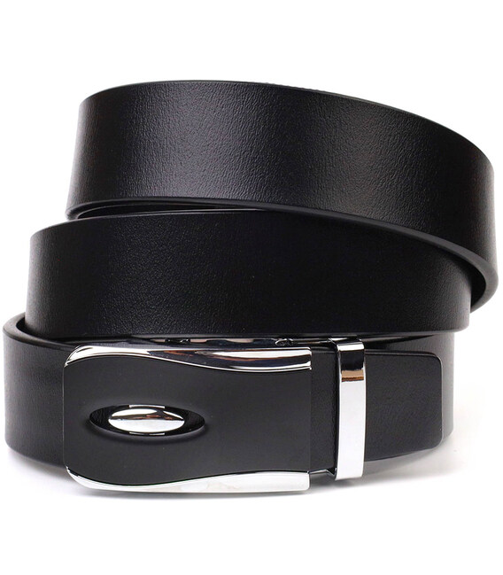 Брючний чоловічий ремінь із пряжкою автомат з натуральної шкіри 21465 Vintage Чорний картинка, зображення, фото