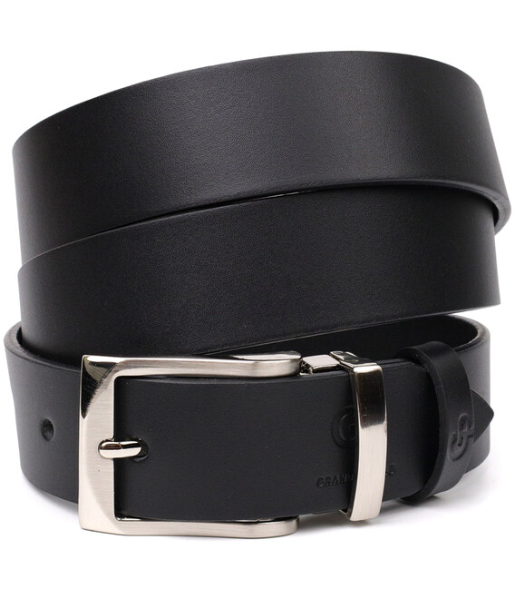 Стильный брючный ремень для мужчин из натуральной кожи GRANDE PELLE 11675 Черный фото, картинка, изображение