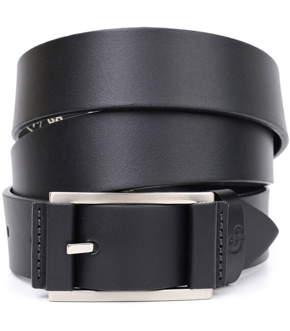 Брючний шкіряний ремінь для чоловіків з квадратною пряжкою GRANDE PELLE 11679 Чорний картинка, зображення, фото