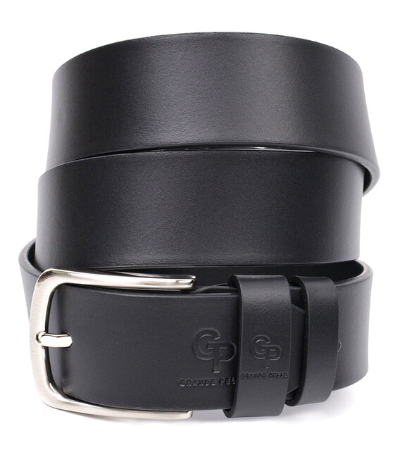 Стильный ремень под джинсы из натуральной кожи GRANDE PELLE 11684 Черный фото, картинка, изображение