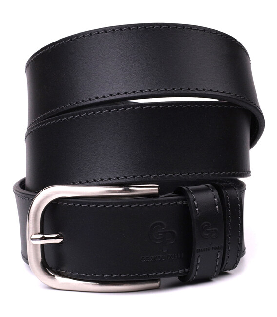 Мужской ремень под джинсы с классической пряжкой из натуральной кожи GRANDE PELLE 20803 Черный фото, картинка, изображение