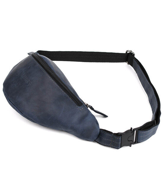 Шкіряна сумка на пояс бананка LIMARY Lim-035RK синя фото, картинка, изображение