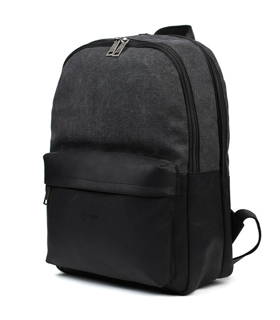 Рюкзак з кінської шкіри та канвасу сірий TARWA RAG-7273-3md фото, картинка, изображение